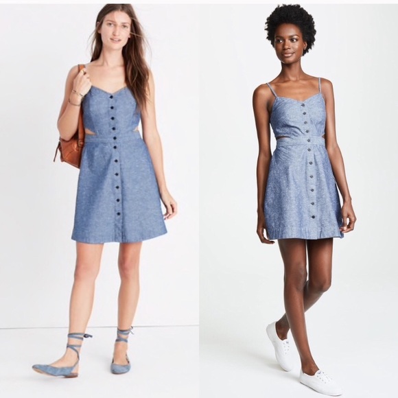 Madewell Dresses & Skirts - Madewell Chambray Cutout Cami Mini Dress, Size 2